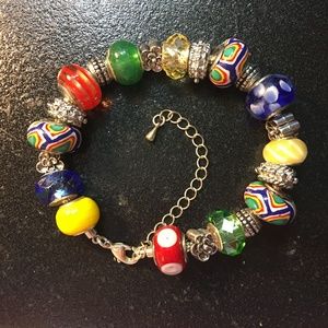8" Bright Colorful European Bracelet!